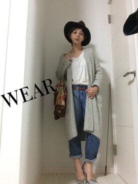 「niko and...（ニコアンド）のアイテム（カーディガン/ボレロ、グレー系）」を使った、KAORIさん（レディース）の秋コーディネート