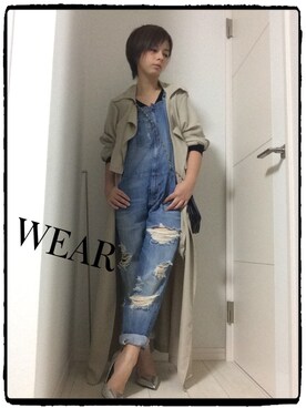 「ZARA（ザラ）のアイテム（サロペット/オーバーオール、ブルー系）」を使った、KAORIさん（レディース）の秋コーディネート