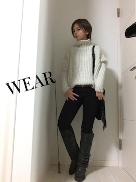 「ZARA（ザラ）のアイテム（ニット/セーター、ホワイト系）」を使った、KAORIさん（レディース）の秋コーディネート