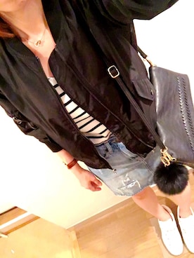「ダニエルウェリントン」｜「アイテム（ブルゾン）」を使った、もももさん（レディース・155cm）の秋コーディネート