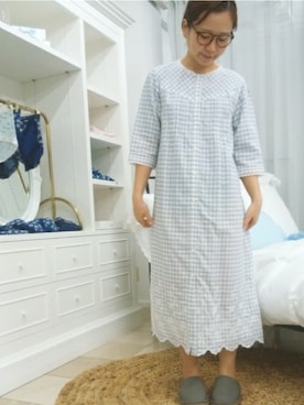 「刺繍」｜「アイテム（ルームウェア/パジャマ）」を使った、キッドブルーさん（レディース・160cm）の春コーディネート