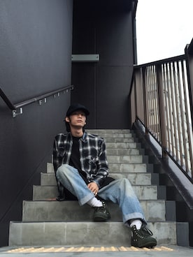 「RICHARDSON（リチャードソン）のアイテム（帽子）」を使った、KIKAKUさん（メンズ・175cm）の秋コーディネート