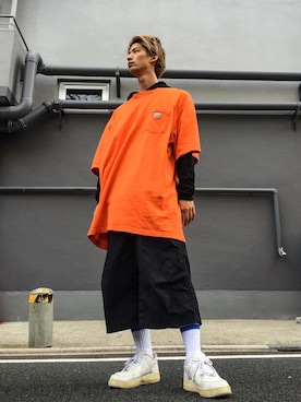 「MYne（マイン）のアイテム（パーカー）」を使った、KIKAKUさん（メンズ・175cm）の秋コーディネート