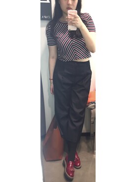 「アイテム（トートバッグ、オレンジ系）」を使った、AgnesChenさん（レディース・168cm）の春コーディネート