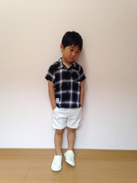 「RADCHAP（ラッドチャップ）のアイテム（シューズ）」を使った、Papanさん（キッズ・110cm）の夏コーディネート