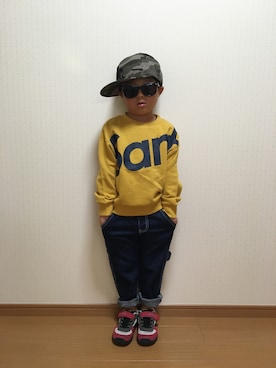 「RADCHAP（ラッドチャップ）のアイテム（帽子）」を使った、Papanさん（キッズ・110cm）の秋コーディネート