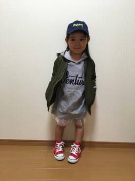 「RADCHAP（ラッドチャップ）のアイテム（帽子）」を使った、Papanさん（キッズ・100cm）の秋コーディネート