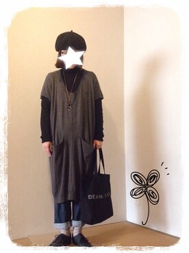 「黒タートルネック」｜「アイテム（その他シューズ）」を使った、tentenさん（レディース・154cm）の冬コーディネート