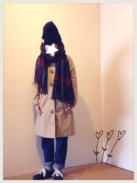 「LOWRYS FARM（ローリーズファーム）のアイテム（ステンカラーコート）」を使った、tentenさん（レディース・154cm）の冬コーディネート