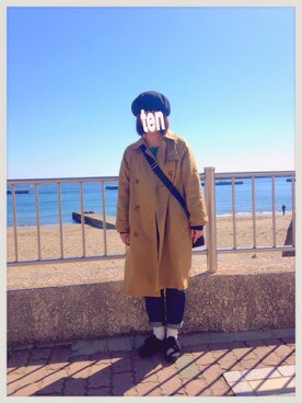 「w closet」｜「アイテム（ハンチング/ベレー帽）」を使った、tentenさん（レディース・154cm）の冬コーディネート
