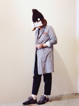 「ヒッコリー」｜「アイテム（ステンカラーコート）」を使った、tentenさん（レディース・154cm）の春コーディネート