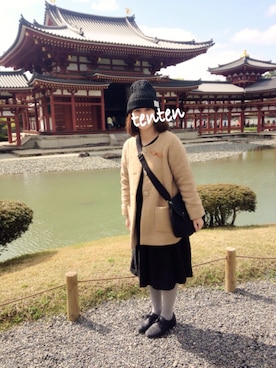 「ニットキャップ」｜「アイテム（ノーカラージャケット）」を使った、tentenさん（レディース・154cm）の春コーディネート