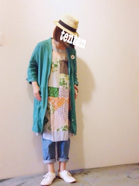 「おめかしコーデ」｜「アイテム（その他アウター）」を使った、tentenさん（レディース・154cm）の春コーディネート