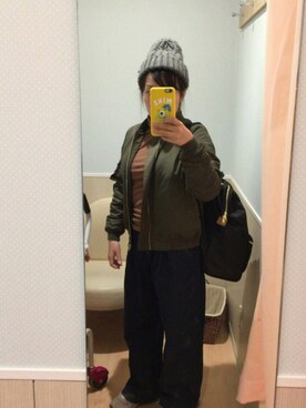 「SEVENDAYS=SUNDAY（セブンデイズサンデイ）のアイテム（MA-1）」を使った、Miiiiiさん（キッズ・90cm）の冬コーディネート
