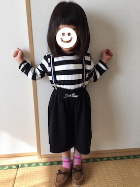 「アイテム（ロンパース、ブラック系）」を使った、Miiiiiさん（キッズ・90cm）の秋コーディネート