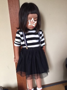 「アイテム（ロンパース、ブラック系）」を使った、Miiiiiさん（キッズ・90cm）の秋コーディネート