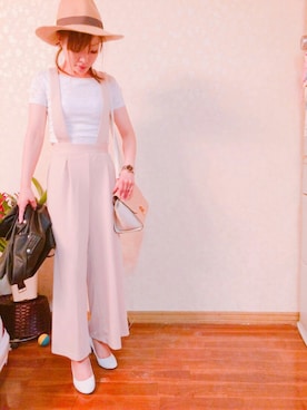 「one way（ワンウェイ）のアイテム（オールインワン・サロペット）」を使った、ERIKAさん（レディース・156cm）の春コーディネート