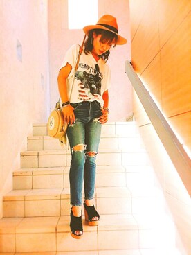「one way（ワンウェイ）のアイテム（シューズ）」を使った、ERIKAさん（レディース・156cm）の夏コーディネート