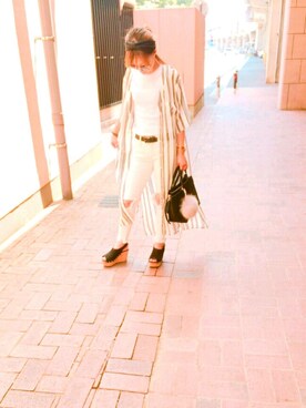 「アイテム（デニムパンツ、シルバー系）」を使った、ERIKAさん（レディース・156cm）の夏コーディネート