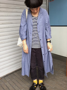 「シャツワンピを羽織る」｜「アイテム（ジャケット/アウター）」を使った、じゅんさん（レディース・157cm）の秋コーディネート