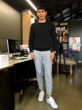 「PULL&BEAR（プルアンドベア）のアイテム（スウェット）」を使った、Mark 马克さん（メンズ・182cm）の春コーディネート