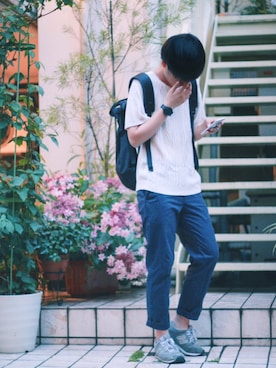 「KOMONO.（コモノ）の■再入荷■【KOMONO】WINSTON ROYALE（アナログ腕時計、ブラック系）」を使った、Ningenさん（メンズ・166cm）の夏コーディネート