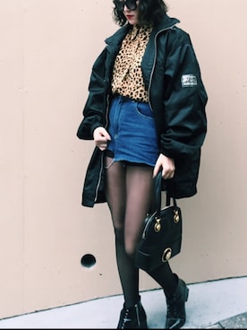 「VERSACE（ヴェルサーチ）のアイテム（ジャケット/アウター）」を使った、ayayaka1019さん（レディース・158cm）の秋コーディネート
