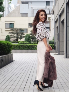 「eimy istoire」｜「アイテム（その他アウター）」を使った、Manami_officialさん（レディース・155cm）の秋コーディネート