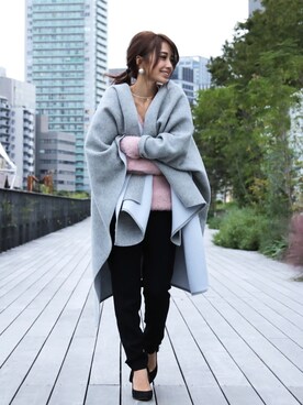 「グレー」｜「アイテム（ポンチョ）」を使った、Manami_officialさん（レディース・155cm）の秋コーディネート