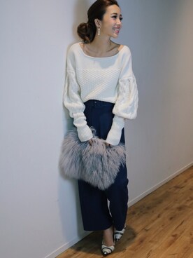 Manami_official使用「eimy istoire（volume sleeve knit top）」的時尚穿搭