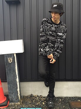 「BASQUIAT（バスキア）のアイテム（スウェット）」を使った、NaOさん（メンズ・173cm）の春コーディネート