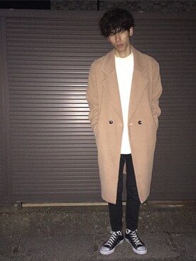 「jouetie（ジュエティ）のアイテム（チェスターコート）」を使った、NaOさん（メンズ・173cm）の冬コーディネート