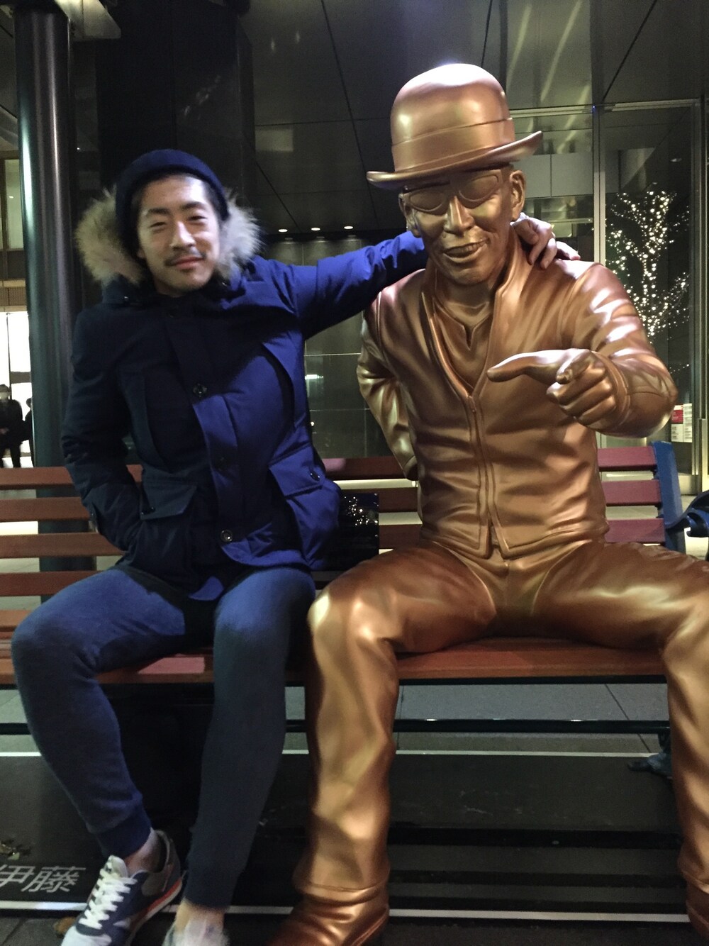 「3coinsのアイテム（ニットキャップ/ビーニー、ブルー系）」を使った、Y.Tさん（メンズ・174cm）の夏コーディネートの1枚目の写真