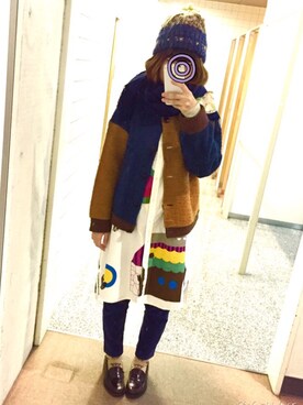 「Jocomomola（ホコモモラ）のアイテム（トップス）」を使った、mi(nuu)さん（レディース・154cm）の秋コーディネート