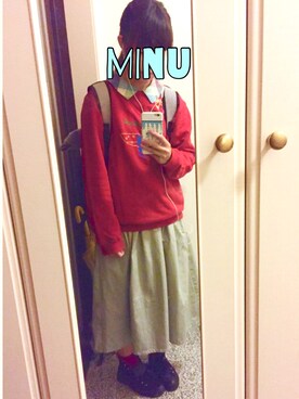 「Jocomomola（ホコモモラ）のアイテム（トップス）」を使った、mi(nuu)さん（レディース・154cm）の秋コーディネート
