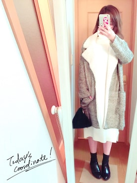 「パールアクセ」｜「アイテム（ブーティ）」を使った、apoさん（レディース・162cm）の冬コーディネート