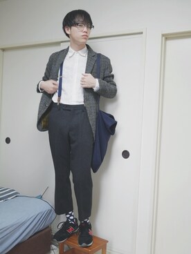 「ツイードジャケット」｜たろーさんさん（メンズ・169cm・20代）の冬コーディネート