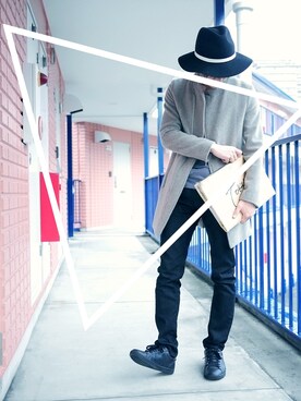 「ノーカラージャケット」｜「アイテム（ステンカラーコート）」を使った、たろーさんさん（メンズ・169cm）の秋コーディネート