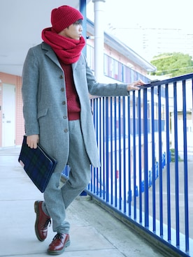 「Johnbull Private labo（ジョンブルプライベートラボ）のアイテム（チェスターコート）」を使った、たろーさんさん（メンズ・169cm）の秋コーディネート