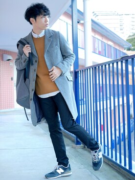「Johnbull Private labo（ジョンブルプライベートラボ）のアイテム（チェスターコート）」を使った、たろーさんさん（メンズ・169cm）の冬コーディネート