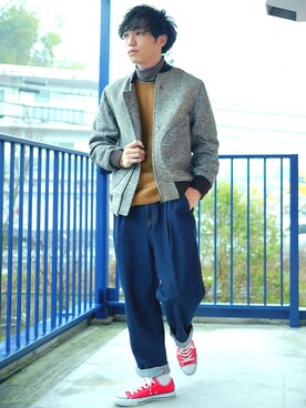 「Johnbull Private labo（ジョンブルプライベートラボ）のアイテム（ブルゾン）」を使った、たろーさんさん（メンズ・169cm）の冬コーディネート