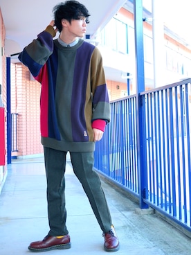 「ツイードパンツ」｜「アイテム（その他シューズ）」を使った、たろーさんさん（メンズ・169cm）の冬コーディネート