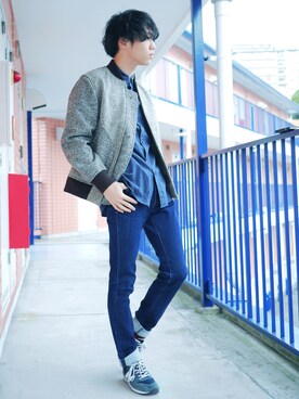 「Johnbull Private labo（ジョンブルプライベートラボ）のアイテム（ブルゾン）」を使った、たろーさんさん（メンズ・169cm）の春コーディネート