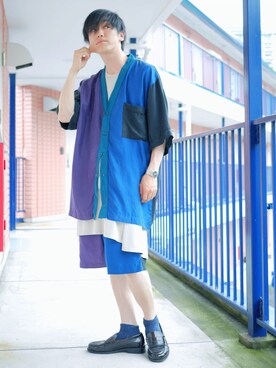 「AAA+（サンエープラス）のアイテム（モカシン/デッキシューズ）」を使った、たろーさんさん（メンズ・169cm）の夏コーディネート