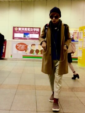 「BEAMS（ビームス）のアイテム（ネックウォーマー/スヌード）」を使った、LiME(松尾 頼武)作曲家さん（メンズ・163cm）の冬コーディネート