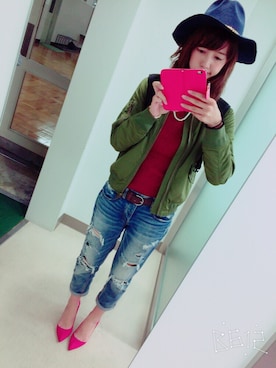 「one way（ワンウェイ）のアイテム（ブルゾン）」を使った、じょんちゃん。さん（レディース・172cm）の秋コーディネート