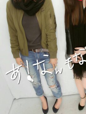「one way（ワンウェイ）のアイテム（ブルゾン）」を使った、じょんちゃん。さん（レディース・172cm）の秋コーディネート