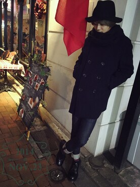 「CABANE de ZUCCa（カバンドズッカ）のアイテム（ピーコート）」を使った、uk.さん（メンズ・177cm）の秋コーディネート