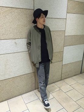「niko and...（ニコアンド）のアイテム（MA-1）」を使った、uk.さん（メンズ・177cm）の秋コーディネート