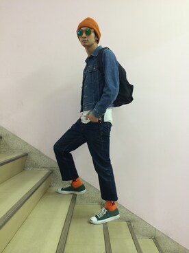 「コンバンース」｜「アイテム（帽子）」を使った、junya_kasugaさん（メンズ・180cm）の春コーディネート